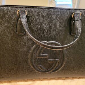 Gucci Soho Satchel Dollar Tote Large Black Grained -NWOT